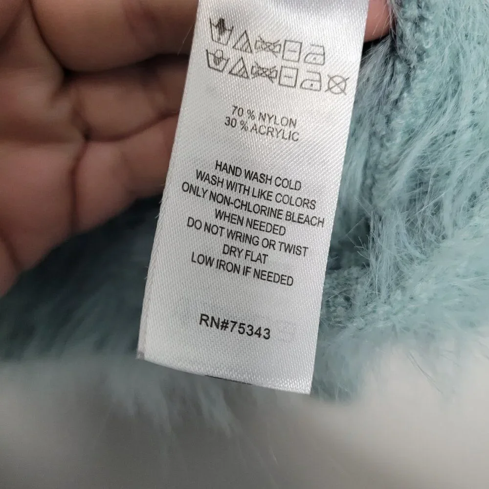 If It Were Me soft blue furry preppy clean girl feminine sweater size medium